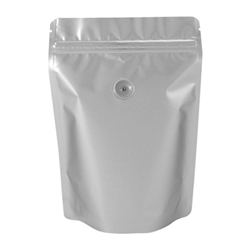 8oz (225g) Metallized Stand Up Pouch Zip Pouches – SILVER WITH VALVE