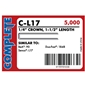 Complete C-L17 18 Gauge, 1/4" Narrow Crown Staples - 1 1/2 inch