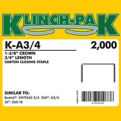 Klinch-Pak A-Crown Carton Staples 3/4 inch - Case