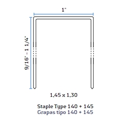 BeA 145/22 NK 1 Inch Crown 16 Gauge Galvanized Staples - 7/8 inch