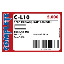Complete C-L10 18 Gauge, 1/4" Narrow Crown Staples
