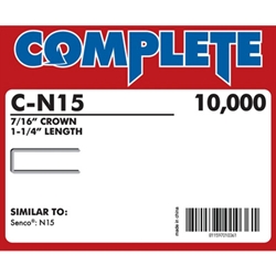 Complete C-N15 16 Gauge, 7/16" Medium Crown Staples