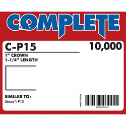 Complete C-P15 16 Gauge 1" Wide Crown Staples - 1 1/4 inch