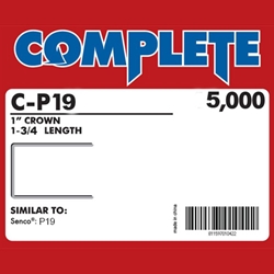 Complete C-P19 16 Gauge, 1" Wide Crown Staples - 1 3/4 inch