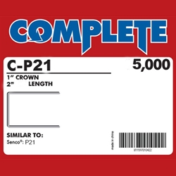 Complete C-P21 16 Gauge 1" Wide Crown Staples - 2 inch