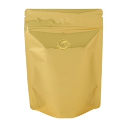 8oz (225g) Metallized Stand Up Pouch Zip Pouches – GOLD WITH VALVE