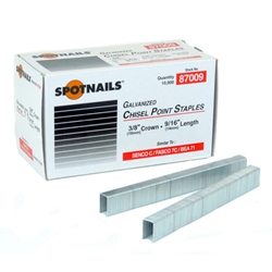 thumbnail image 2 of Spotnails 18 Gauge Galvanized Staples – 7/8 Leg X 3/8 Crown (Pack) 2 of 5